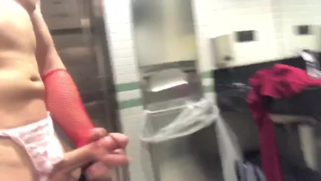 Friday West naked and fucking my ass in public women’s restroom - RedTube