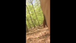 Driving and hiking naked, jacking off in the woods