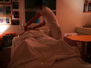 Professional masseur makes a stranger woman cum 3 times and cums on her belly 6/16