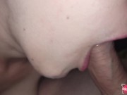 Sensually teasing and playing with slobbering tongue with cock head close up 4/16