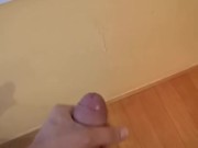 Huge cumshot on the wall for my gf