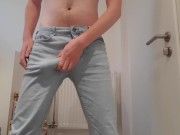 Cum inside light jeans 