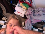 Former nude model tries porn and is covered in a huge load 16/16