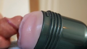 fucking Fleshlight softly and cum on it