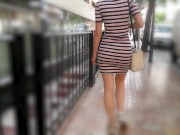 Walking In A Short Tight Dress Around Town 1/16