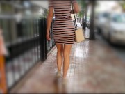 Walking In A Short Tight Dress Around Town 12/16