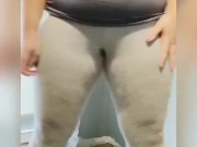 Pee desperation and Pissing in my gray tights