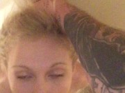 SEXY BLONDE SUCKS MONSTER COCK. 11/16