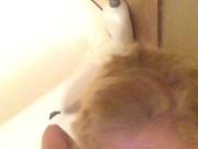 SEXY BLONDE SUCKS MONSTER COCK. 13/16