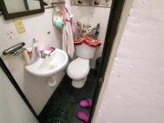 pregnant latina wife taking a shower and loves people watching, full video for sale 