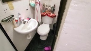 pregnant latina wife taking a shower and loves people watching, full video for sale 