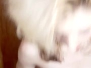 Tiny slender blue eyed blonde cheifs on a joints and shimmies into her jean shorts
