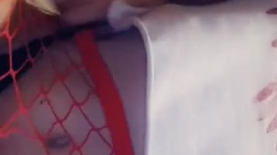Sexy tease in fishnets