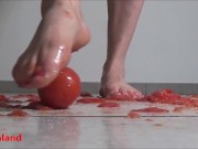 Several tomatoes are crushed under my wonderful bare feet 12/16