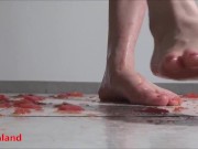 Several tomatoes are crushed under my wonderful bare feet 13/16