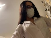 Nurse with big Tits was fucked after mixing up regular pills with viagra.Wanking in medical gloves 3/16