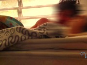 Latin amateur couple make love romantically on golden afternoon 1/16