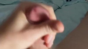 Laying in bed shooting cum
