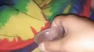 Girl masterbates with 10in clear dildo