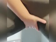 Drenching my tight grey leggings 