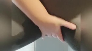 Drenching my tight grey leggings 