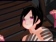 3D HENTAI Nana Kozuki fucked three guys at once 8/16