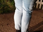 ⭐ Public Wetting in tight blue jeans,  then rewetting them again later! (No toilets allowed) ;) 14/16