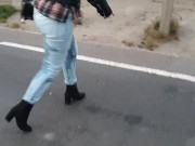 ⭐ Public Wetting in tight blue jeans,  then rewetting them again later! (No toilets allowed) ;) 6/16