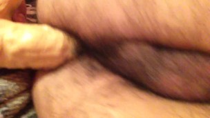 fucking my hairy ass with a big dildo