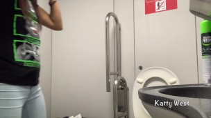 Extreme on the train. Teen girl took off her panties and pee in public