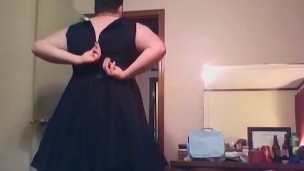 Crossdresser stripping to jerk