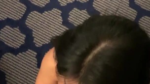 Cute girl is blowing a huge cock!