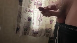Risky cumshot at grandmas! 