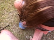 Huge Cock Blowjob & Cumshot Outdoors from Wife 16/16