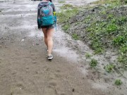 Nerdy School Girl Plays In The Rainy Day Piss Puddles 12/16