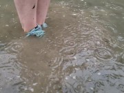 Nerdy School Girl Plays In The Rainy Day Piss Puddles 16/16