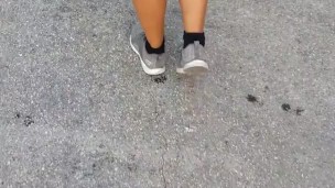 The neighbor likes following my wife