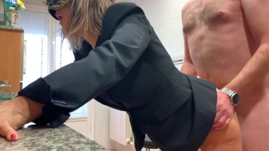 SURPRISE ASSFUCK IN THE KITCHEN. CUM IN HER MOUTH