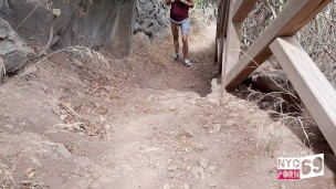 Monster dick shows in the air during a treck!