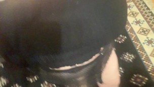 Big boobs and fishnet strapon