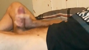 Loud porn watching and big dick stroking. Hot guy cums. 
