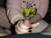 Ruined Cumshot with long black nails 12/16