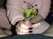 Ruined Cumshot with long black nails 14/16