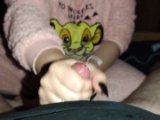 Ruined Cumshot with long black nails 4/16