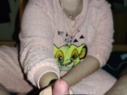 Ruined Cumshot with long black nails 6/16