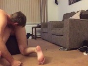 Amateur porn couple fucking on foot stool/ottoman 2/16