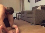Amateur porn couple fucking on foot stool/ottoman 4/16