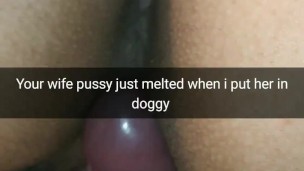 Cheating wife loves her Bull big cock in doggystyle with no-condom! [Cuckold Snapchat]