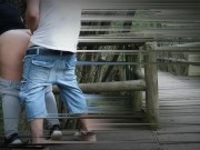 Fucking a brunette with big tits in a natural park with the risk of getting caught. 8/16