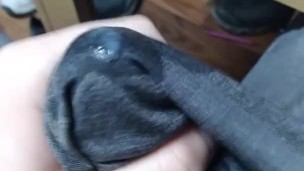 Cumshot through shorts